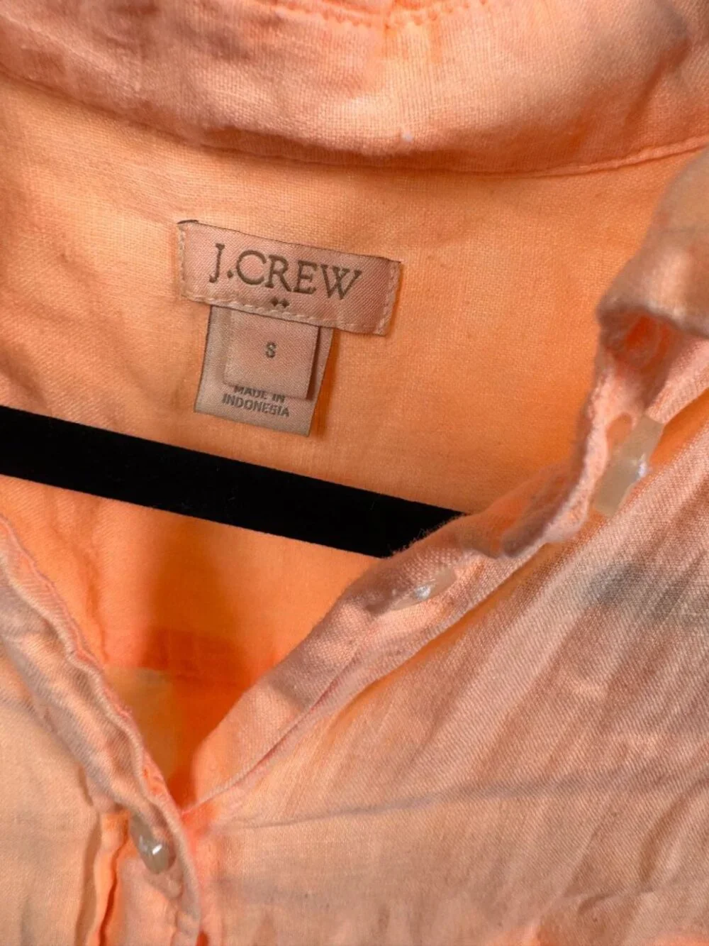 J. Crew Womens Peach Orange 100% Linen Button Up Shirt Size Small Long sleeve
